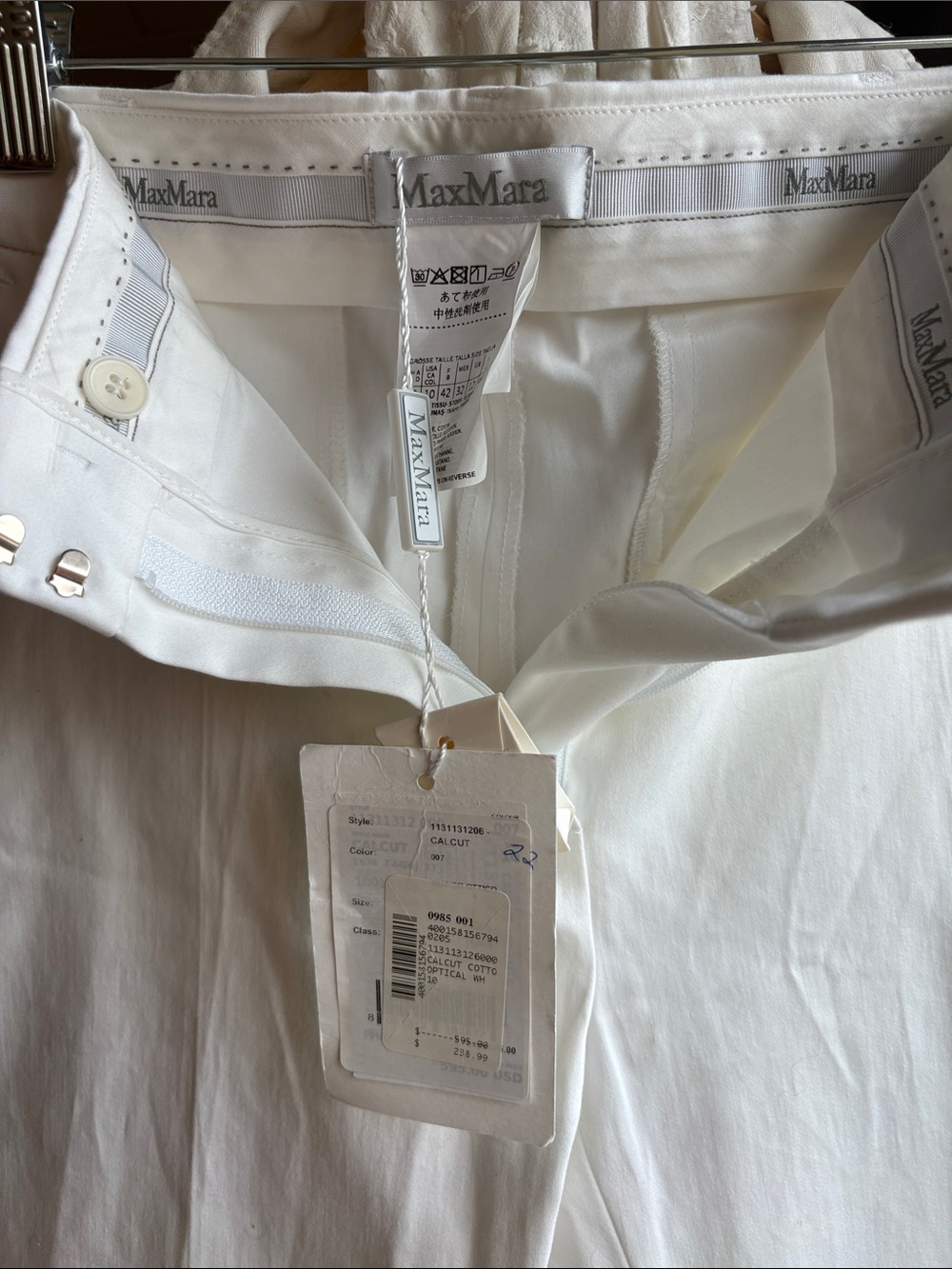 MaxMara White Straight-Leg Cotton Pant